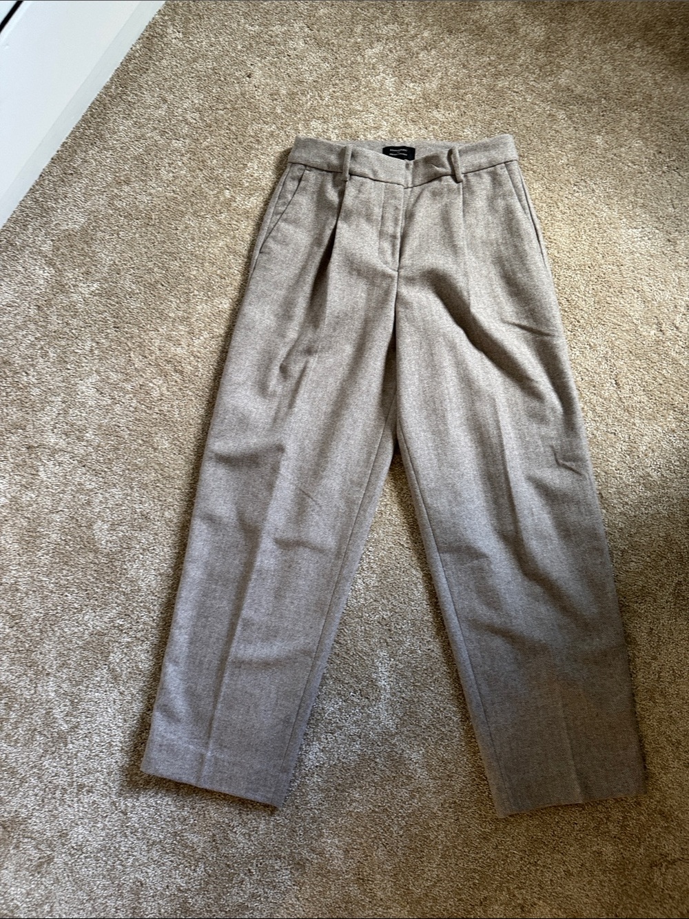 NEW Woman's Tailored Wool-Blend Dress Pants — Light Taupe